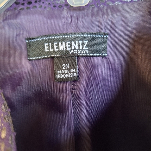 Plus Sz3X Purple Elemenz Jacket Faux Croc Zip Front/Pockets Brand New With Tags - Picture 3 of 10